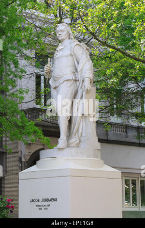 Statue des 17. Jahrhunderts flämischen Barock Malers Jacob Jordaens (1593-1678) in Antwerpen, Belgien Stockfoto