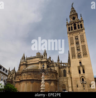 Kathedrale der Heiligen Maria des Siehe von der Plaza Virgen de los Reyes Sevilla Spanien Stockfoto