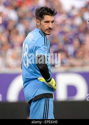 Orlando, Florida, USA. 17. Mai 2015. LA Galaxy Torhüter Jaime Penedo (18) beim MLS Spielaktion zwischen Los Angeles Galaxy und Orlando Stadt SC. Orlando City besiegte LA Galaxy 4-0 in der Orlando Citrus Bowl in Orlando, FL. Romeo Guzman/CSM. Bildnachweis: Csm/Alamy Live-Nachrichten Stockfoto