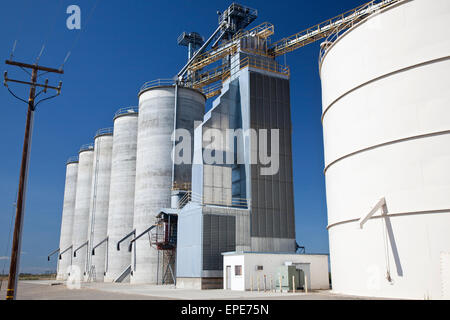 Reis-Lagersilos in Central Valley in Kalifornien Stockfoto