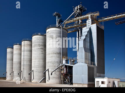 Reis-Lagersilos in Central Valley in Kalifornien Stockfoto