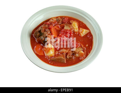 Tomaten-Bredie - South African Eintopf, Nclude Zimt, Kardamom, Ingwer und Nelken, sowie Chili Stockfoto