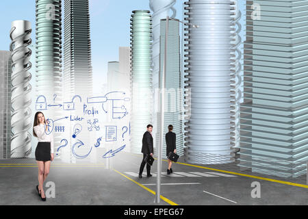 Business-Frau zeichnen ein Symbole Stockfoto