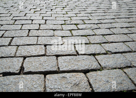 Alte Straße mit dem Kopfsteinpflaster gepflastert Stockfoto