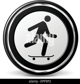 Illustration des Skateboard-schwarz und Silber-Symbol Stock Vektor