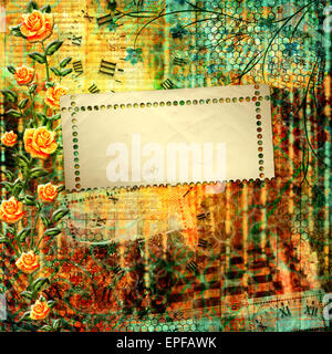 Abstrakte schönen Hintergrund im Stil von Mischtechnik mit floralen Ornament mit Rosen Stockfoto