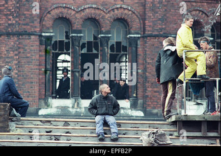 Strangeways Gefängnisaufstand April 1990.  Eine 25-Tag Gefängnisaufstand und Dachgarten protestieren im Strangeways Gefängnis in Manchester, England. Der Aufstand begann am 1. April 1990 Häftlinge übernahm die Kontrolle über die Gefängnis-Kapelle, als der Aufstand schnell zu verbreiten, in den meisten Stockfoto