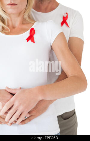 Paar unterstützt aids Bewusstsein zusammen Stockfoto