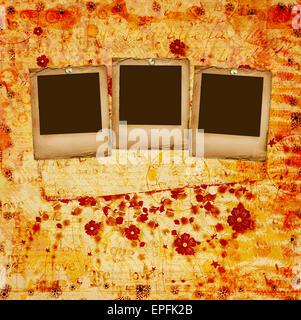 Abstrakten antiken Hintergrund im Scrapbooking-Stil mit chaotischen Zier- und Papier Rahmen Stockfoto