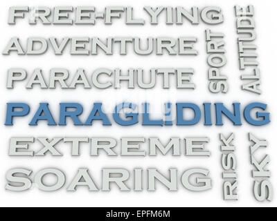 3D-Bild Paragliding Themen Konzept Wort cloud-Hintergrund Stockfoto