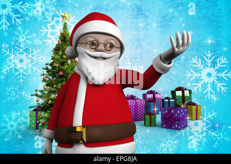 Zusammengesetztes Bild von niedlichen cartoon Weihnachtsmann Stockfoto