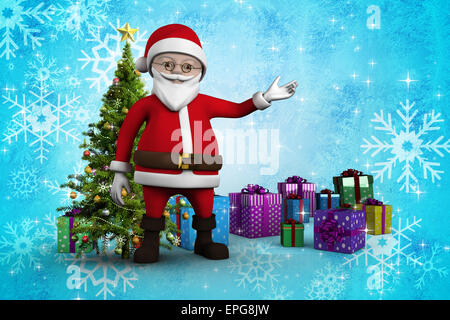 Zusammengesetztes Bild von niedlichen cartoon Weihnachtsmann Stockfoto