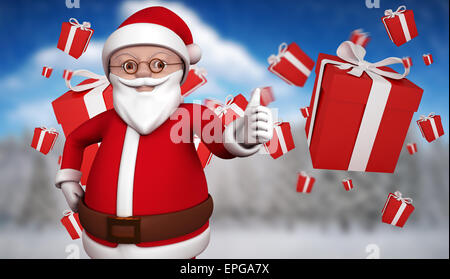 Zusammengesetztes Bild von niedlichen cartoon Weihnachtsmann Stockfoto