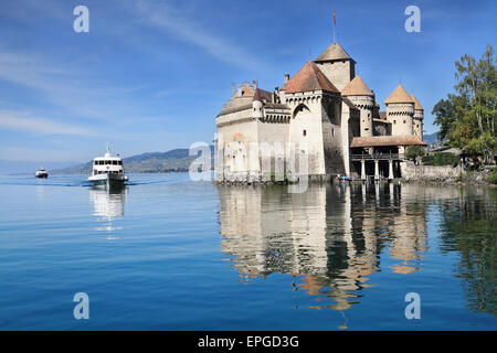 Das Château de Chillon am Genfer See Stockfoto