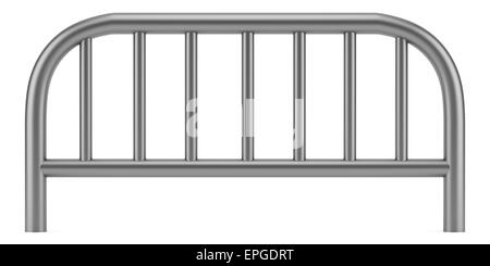 metallische Bürgersteig Barriere isoliert auf weiss Stockfoto