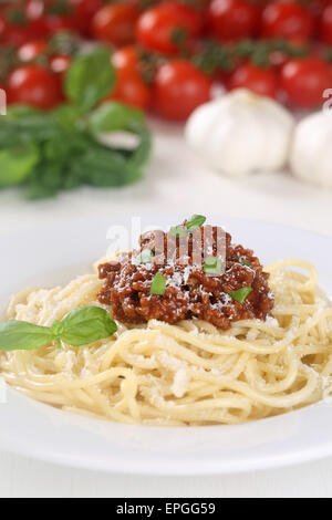 Spaghetti Bolognese Nudeln Pasta Gericht Auf Teller Stockfoto