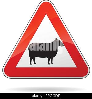 Illustration des dreieckigen Warnzeichen für Schafe Stock Vektor