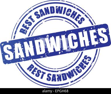 Illustration des Sandwiches blauer Stempel Design-Ikone Stock Vektor