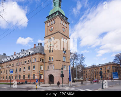 Oslo University Hospital, Ulleval, Eingang alte Turm Backsteinbau, Norwegen Stockfoto