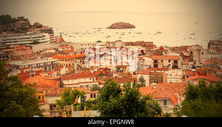 Panorama der Stadt Tossa de Mar, Spanien Stockfoto