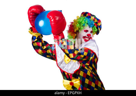 Lustiger Clown in bunten Kostümen Stockfoto