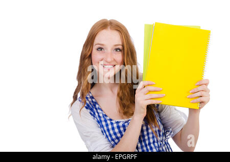 Junger Student auf dem weißen Hintergrund isoliert Stockfoto