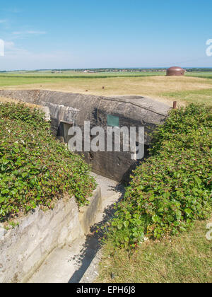 Bunker von der Hillman doppelzüngig getroffenen Suffolk Regiment, 6. Juni 1944 d-Day von Sword Beach Colleville Montgomery Stockfoto