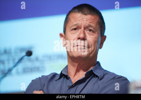 TURIN, Italien - 16.Mai: Schriftsteller Emmanuel Carrère am Salone del Libro, internationale Buchmesse am 16. Mai 2015 in Turin. Stockfoto