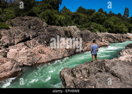 Blick in den Buller River bei Akiri fällt, Murchison, Neuseeland. Stockfoto