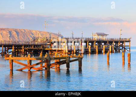 Abendlicht am Pier bei Swanage Dorset England UK Europe Stockfoto