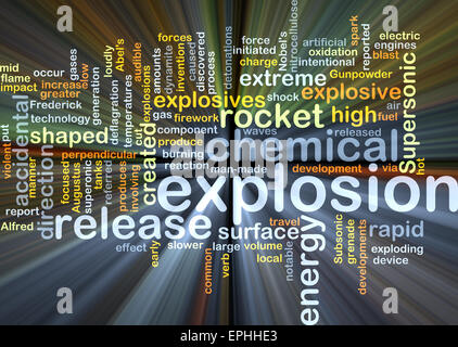 Hintergrund-Konzept Wordcloud Illustration der Explosion gleißenden Licht Stockfoto