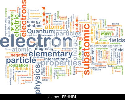 Hintergrund-Konzept Wordcloud Illustration des Elektrons Stockfoto