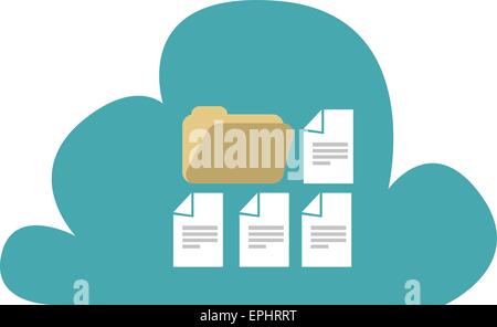 Vektor-Illustration von Computer-Dateien in einer Wolke. Netzwerk-Konzept. Stock Vektor