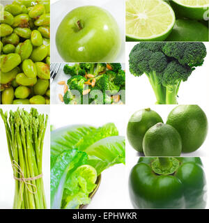 grüne gesunde Lebensmittel Collage Sammlung Stockfoto