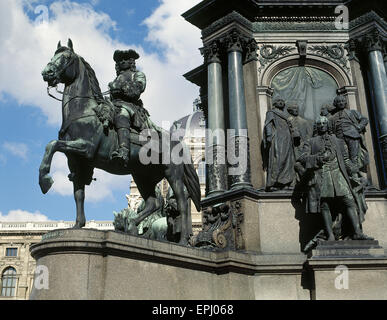 Gute Andreas von Khevenhuller (1683-1744). Österreichischer Feldmarschall. Die Statue. Teil des Denkmals Maria Theresia. Vom deutschen Bildhauer Kaspar von Zumbusch, 1888.  Wien. Österreich. Stockfoto