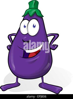 Aubergine Cartoon isoliert auf weißem Hintergrund Stock Vektor