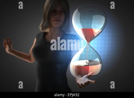 Frau und Futusistic Hologramm Stockfoto