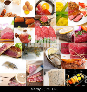 proteinreiche Nahrung Kollektion collage Stockfoto