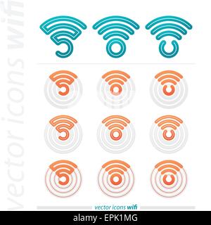 Sammlung von Wifi Verbindungssymbole und Radiowellen. Vektor-Web-design Stock Vektor