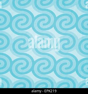 nahtlose Muster mit abstrakten, blaue Wellen über Papierstruktur. Vektor-Hintergrund-design Stock Vektor