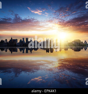 Skyline von shanghai Chian, Sonnenuntergang Landschaft Stockfoto