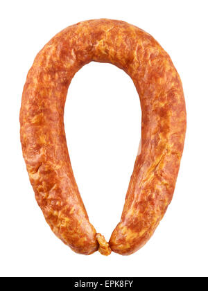 Ring der Landwirt Wurst, isoliert auf weiss Stockfoto