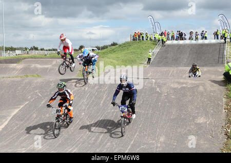 Internationalen BMX Bike Teams Praxis an der Gravesend Cyclopark vor den Olympischen Spielen 2012 in London Stockfoto