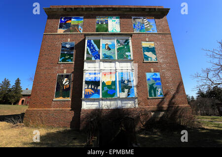 Kunstwerk auf Seite der verlassenen Nervenklinik Kings Park Long Island New York Stockfoto