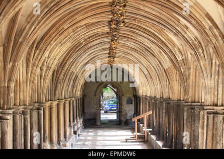 Die Klöster in Norwich Cathedral, Kalkstein gebaut, Norwich, Norfolk, Großbritannien Stockfoto