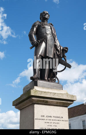 Bronze-Statue von Sir John Franklin, Spilsby, Lincolnshire, England, UK Stockfoto