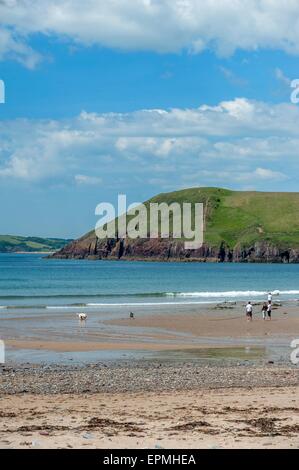 Manorbier Strand. Pembrokeshire. Wales. Cymru. VEREINIGTES KÖNIGREICH. Vereinigtes Königreich. Stockfoto