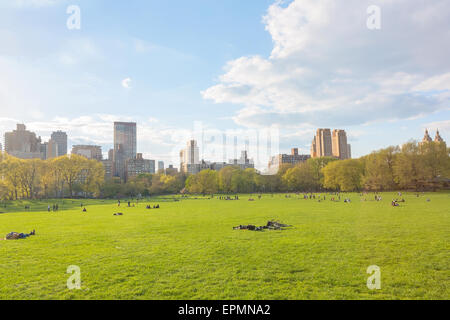 New York City Manhattan Skyline Panorama angesehen vom Central Park entfernt Stockfoto