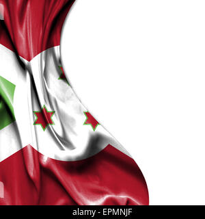 Burundi winken seidig Flagge isoliert auf weißem Hintergrund Stockfoto