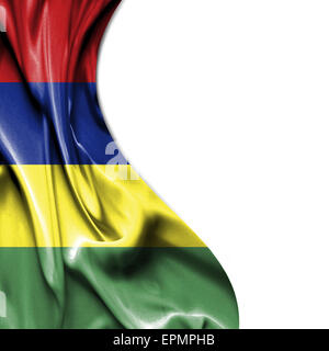 Mauritius winken seidig Flagge isoliert auf weißem Hintergrund Stockfoto